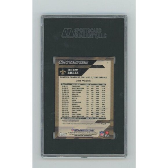 Drew Brees SGC 9.5 2014 Topps Chrome #2 4000 Yard Club Mini /210 Red Refractor
